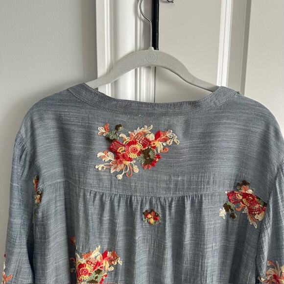 Anthropologie Fig And Flower Embroidered Floral Button Down Blouse 2X - Picture 8 of 11